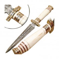 Damascus handmade Bowie Knife sharped blade with free leather sheath